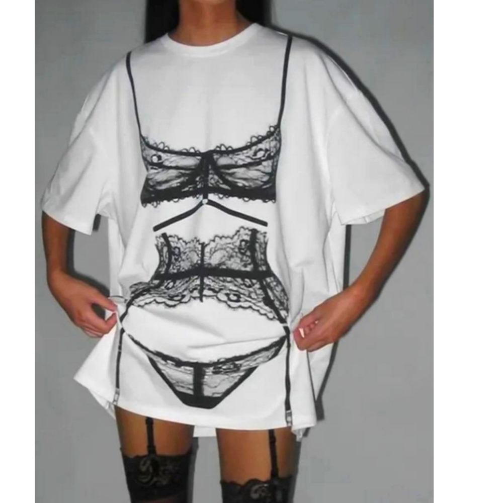 Women's White Graphic Short Sleeve Tee